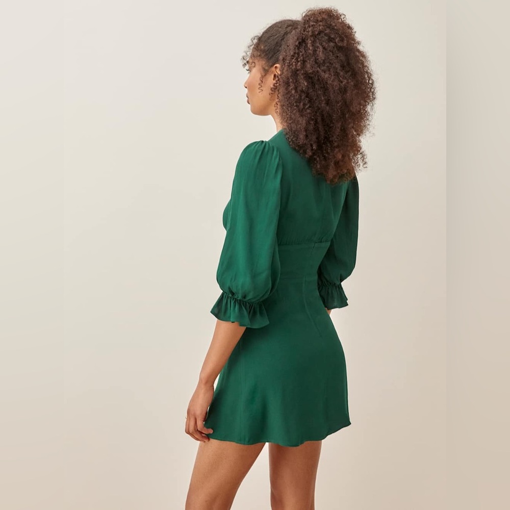 Reformation Deep Green Long Sleeve Dress - Picture 3 of 7